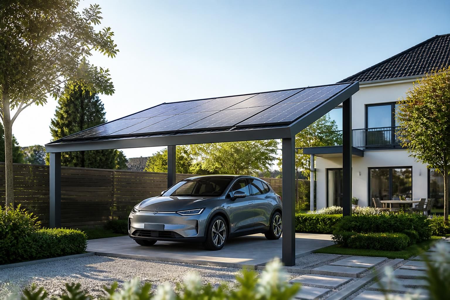 Abri voiture photovoltaïque : une solution efficace pour produire son électricité à la maison