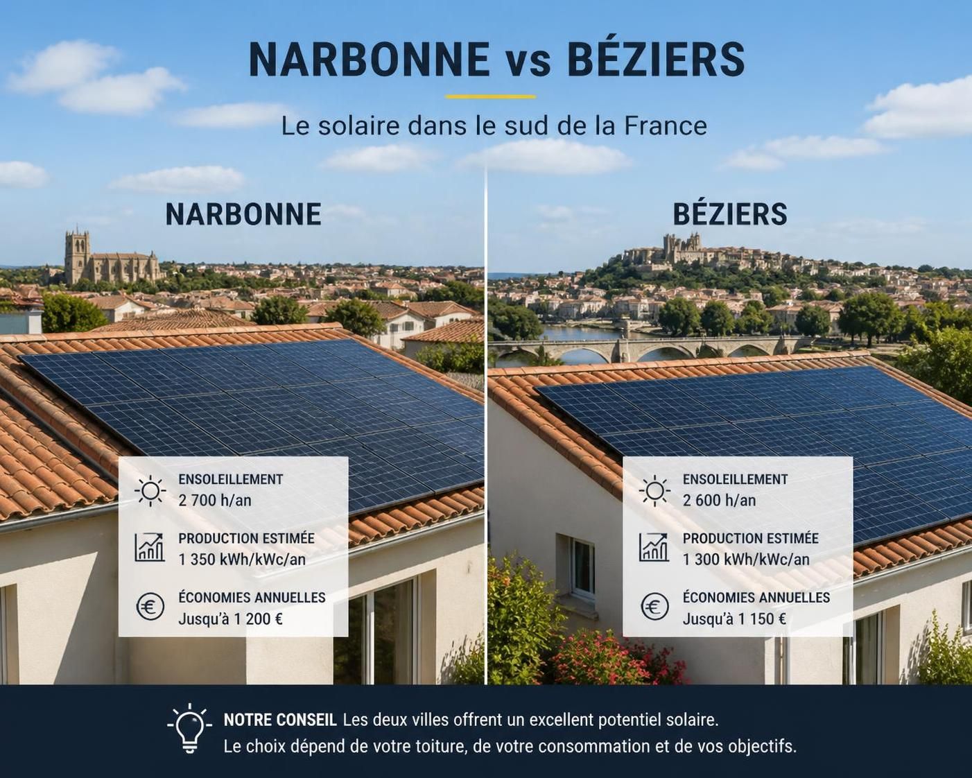 découvrez comment comparer la production de panneaux solaires à narbonne et béziers tout en comprenant les contraintes locales pour optimiser votre installation solaire.