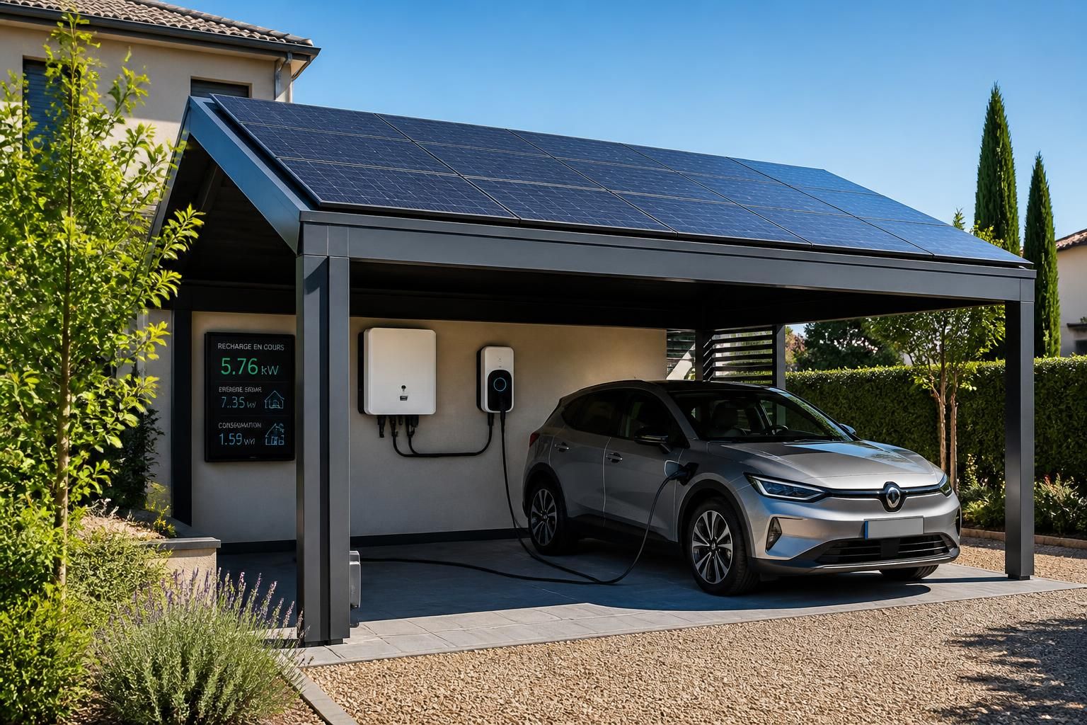 Quelle puissance choisir pour des panneaux solaires sur abri voiture afin de recharger et autoconsommer efficacement